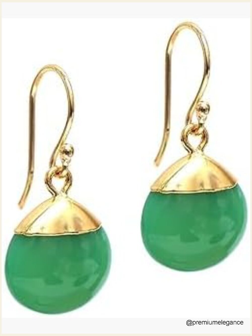 Natural Chrysoprase Pear Dangle Earrings 14K Gold Plated Hook